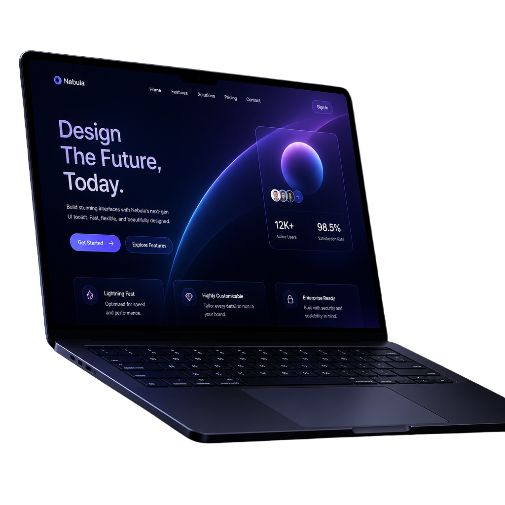 Mockup de una página web moderna en un portátil